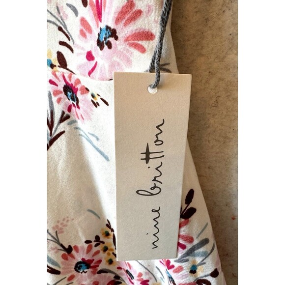 Nine Britton Leslie Dress Women's Small Ivory‎ Floral Fit Flare Sleeveless Soft - Picture 9 of 13